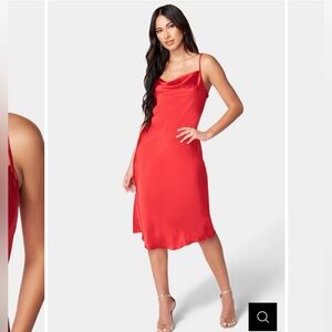 Bebe Satin Cowl Neck Slip Midi Dress - XL